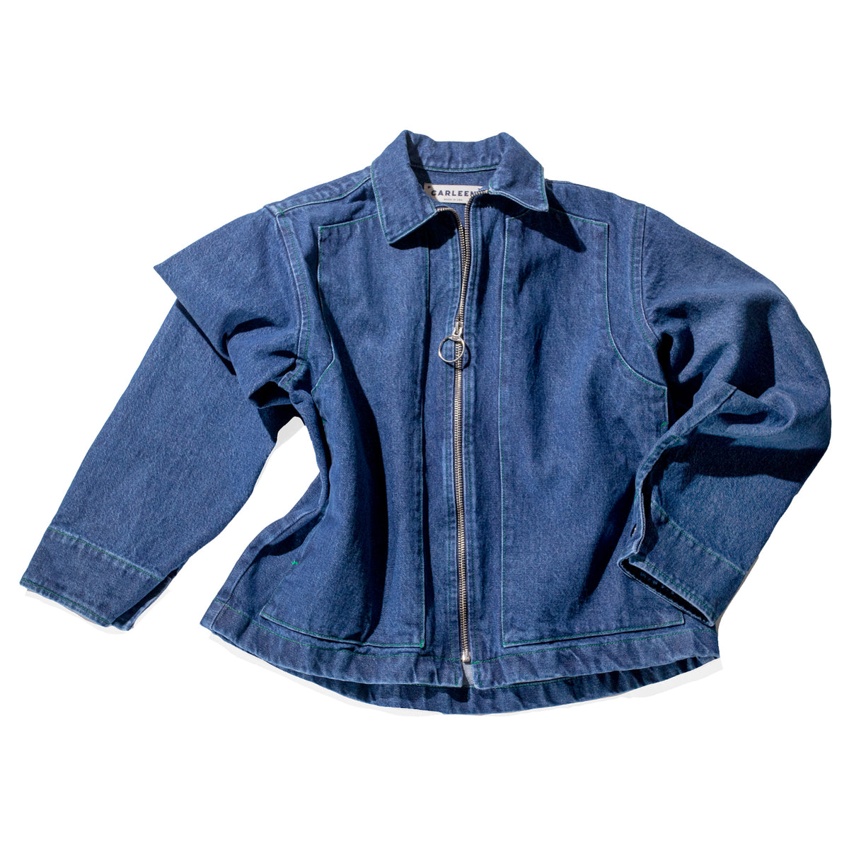 Carleen Short Zip Jacket - Patchwork Denim