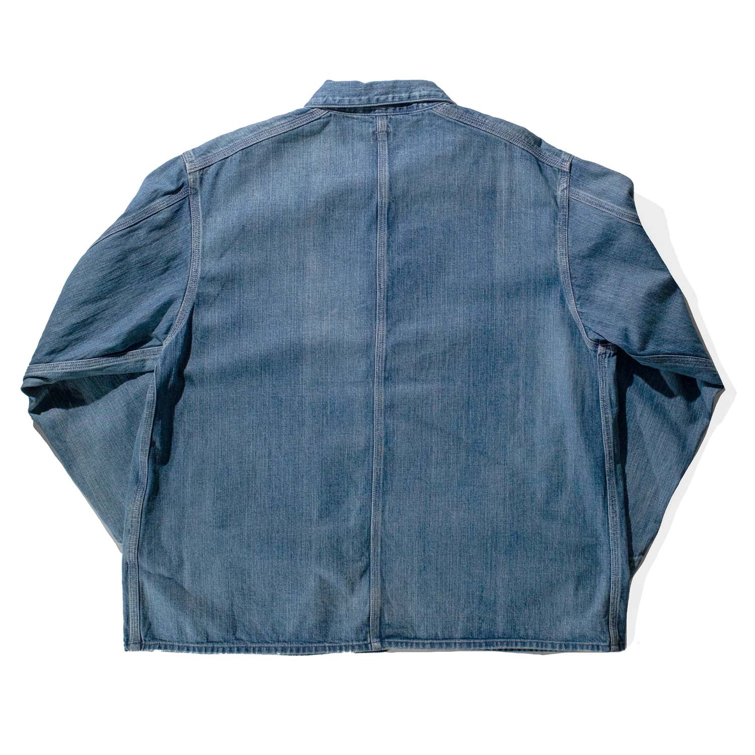 Chimala 10oz Carpenter's Selvedge Denim Chore Jacket in Medium Distress