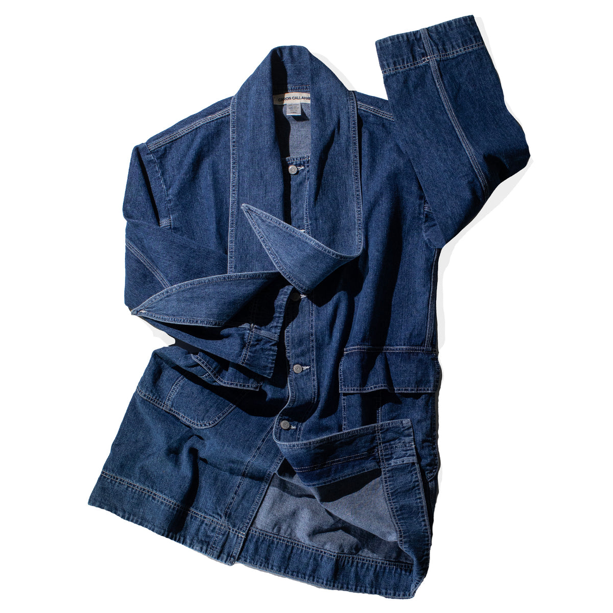 Caron Callahan Peta Coat in Washed Indigo Denim JUDITH