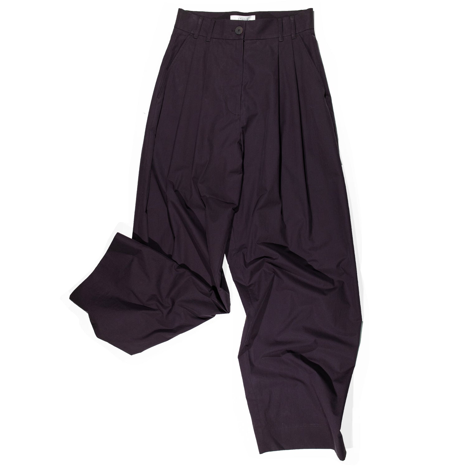 Studio Nicholson Nika Double Pleat Curved Volume Pant in Black Grape