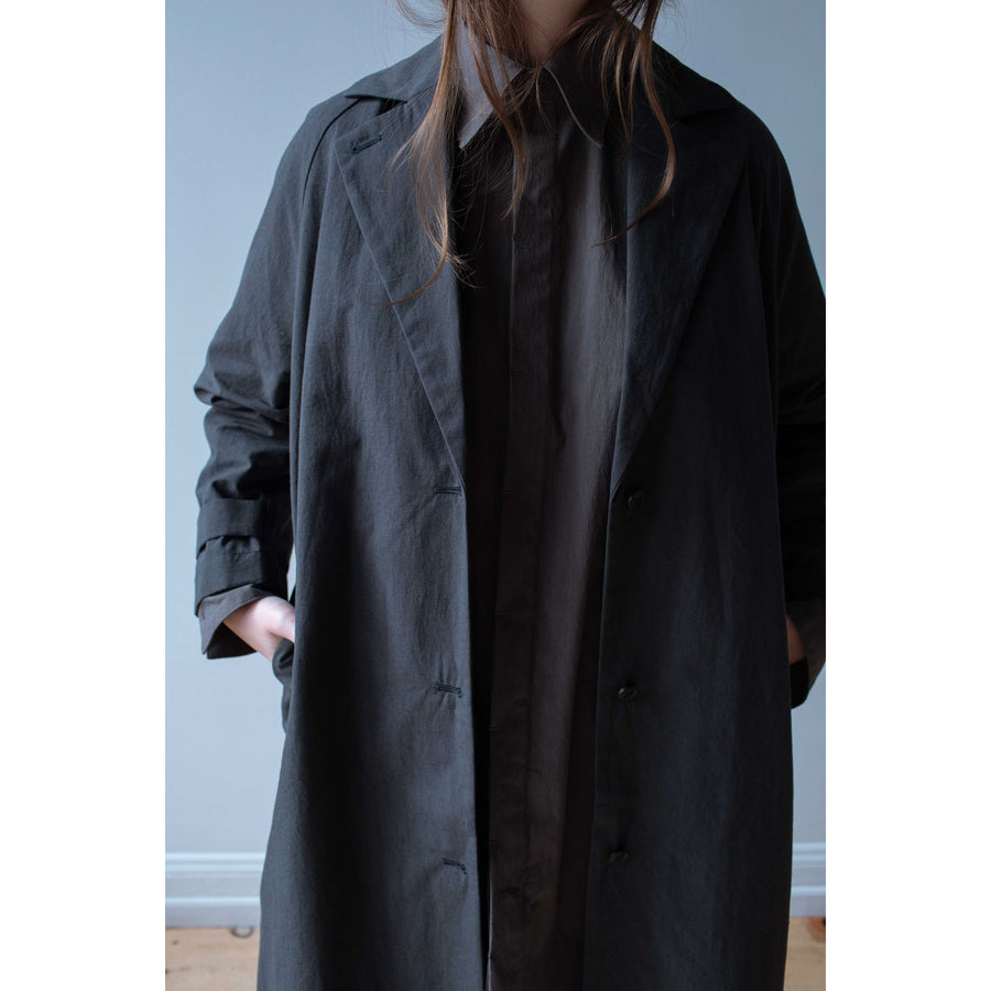 Evam Eva Cotton Hemp Tailored Coat in Sumi