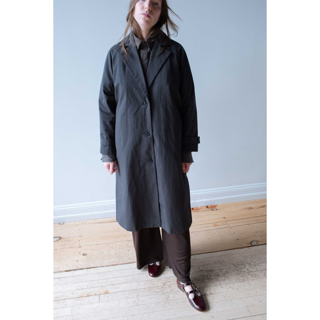 Evam Eva Cotton Hemp Tailored Coat in Sumi