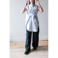 Henrik Vibskov New Bumble Shirtdress in White Blue Grid