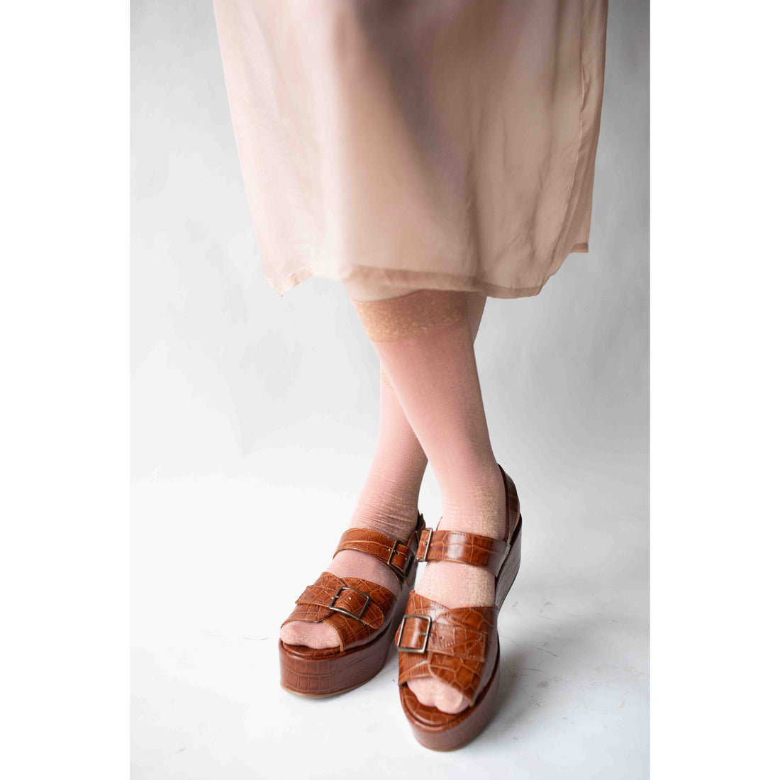 Caron Callahan Margaret Platform in Cognac Embossed Leather