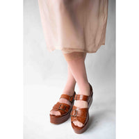 Caron Callahan Margaret Platform in Cognac Embossed Leather