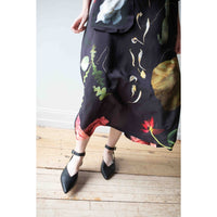 Anntian Silk Dress in Print C-Big Flowers/Black