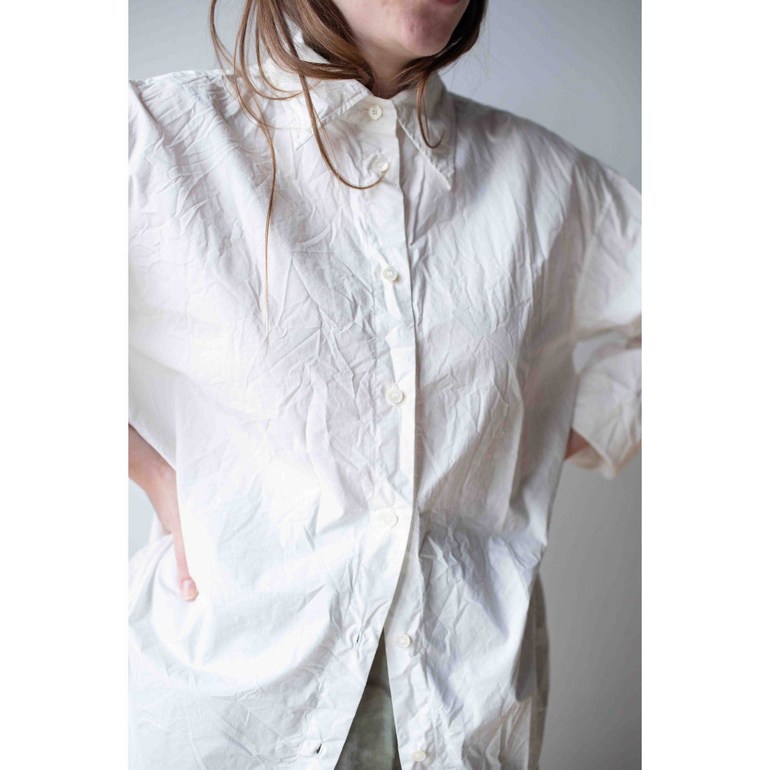 Sayaka Davis Crinkled Oversized Shirt in White