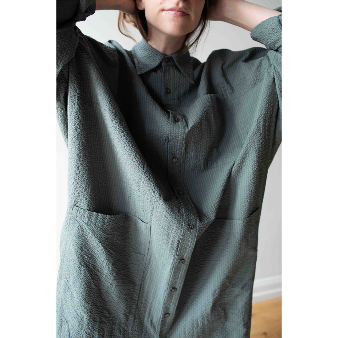 Grei Relaxed Kaftan Shirt in Sage Green