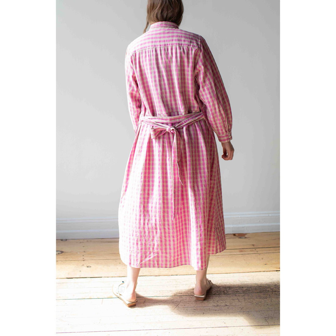 Ichi Antiquités L/C Gingham Dress in Pink x Natural
