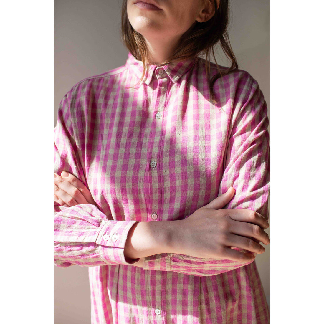 Ichi Antiquités L/C Gingham Dress in Pink x Natural