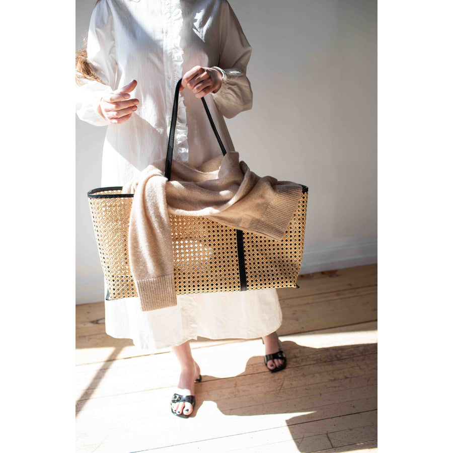 Bembien Margot Plage Tote in Black Rattan