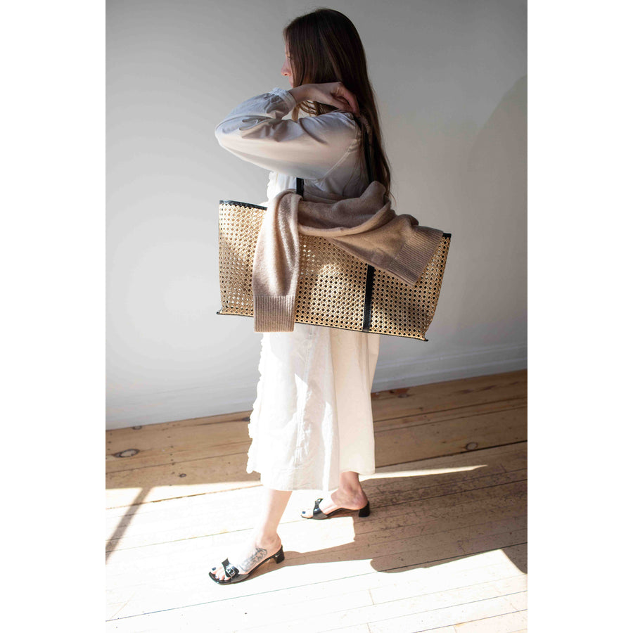 Bembien Margot Plage Tote in Black Rattan