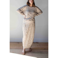 Black Crane Crinkled Summer Knit Skirt in Platinum