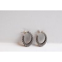 Ursa Major Large Checkerboard Hoops in Sterling Silver