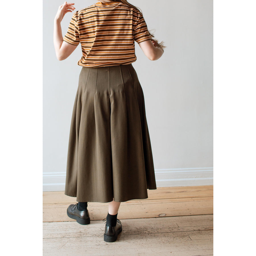 Kallmeyer Dakota Pleated Skirt in Dark Olive