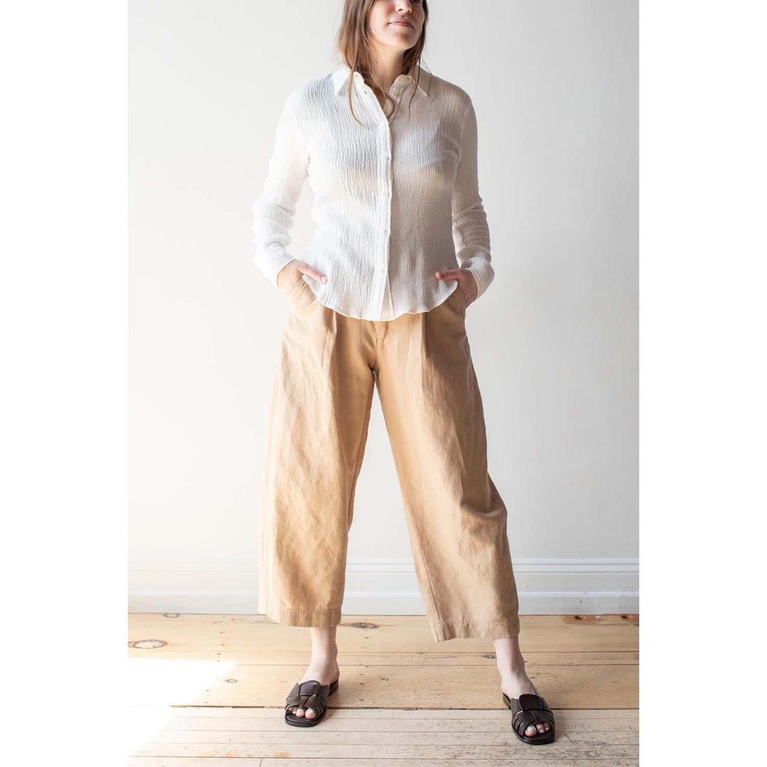 Apiece Apart Bari Crop Trouser in Desert