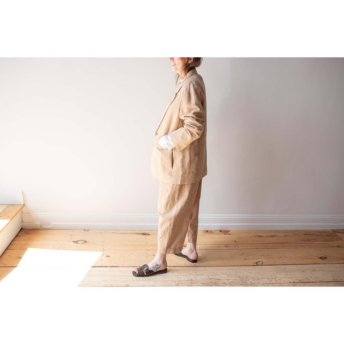 Apiece Apart Bari Crop Trouser in Desert