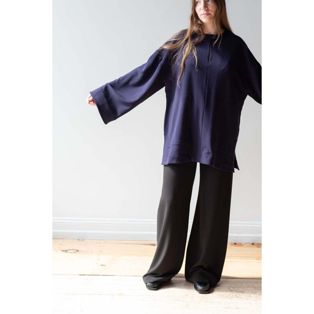 Rodebjer Beale Drape Top in Midnight Blue