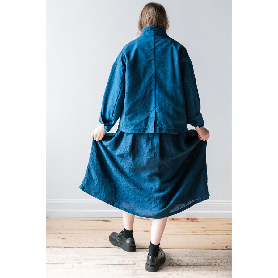 Ichi Antiquités Woven Linen Skirt in Indigo Dark