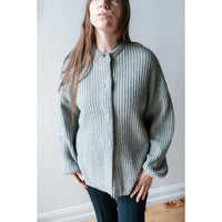 Ichi Antiquités Rib Knit Cardigan in Gray