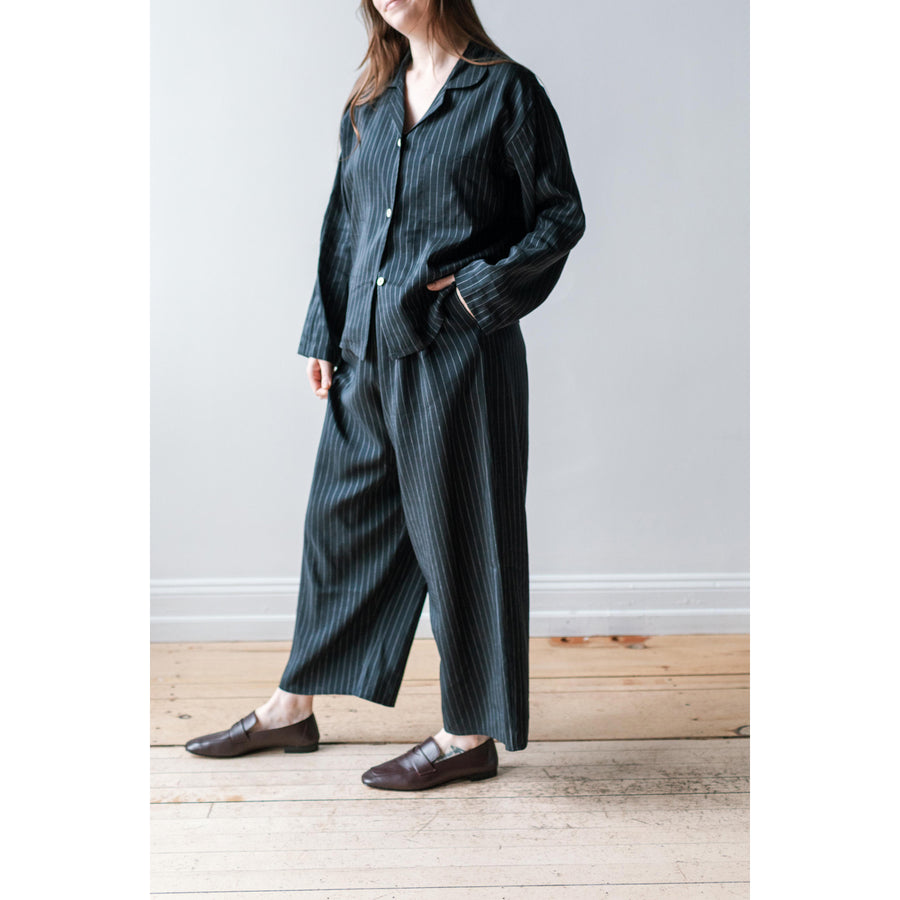 Shaina Mote Pajama Shirt in Navy Pinstripe