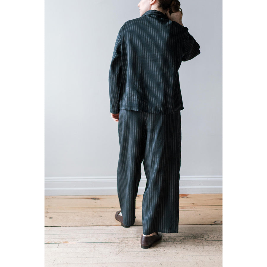 Shaina Mote Pajama Shirt in Navy Pinstripe