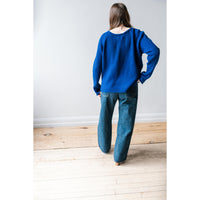 Ichi Antiquités Rib Knit Pullover in Blue