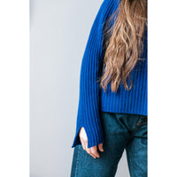 Ichi Antiquités Rib Knit Pullover in Blue