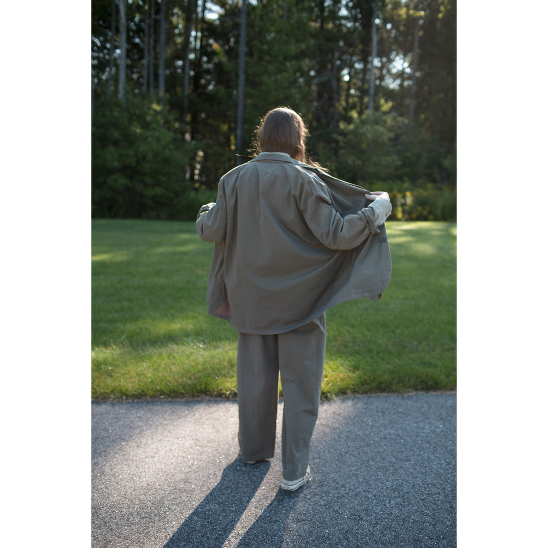 Black Crane Blazer in Dark Olive