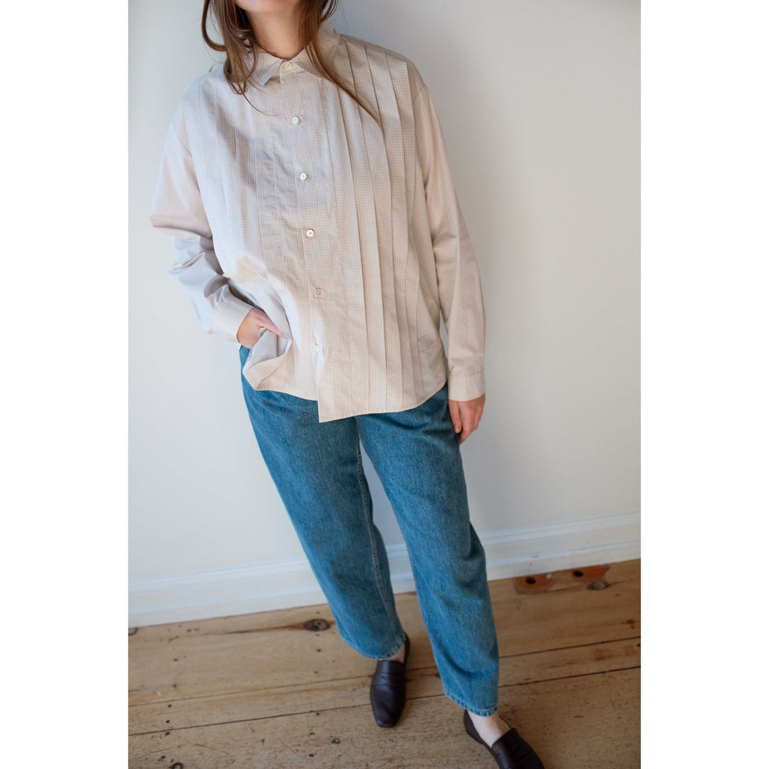 Chimala Typewriter Plaid Shirt in Beige