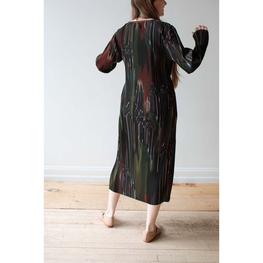 Henrik Vibskov Knight Plisse Dress in Dark Tetris Drips