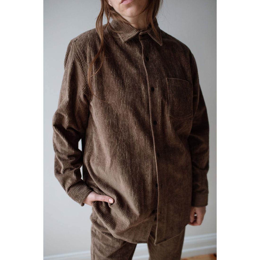 Blluemade Oversized Shirt in Smoke Corduroy