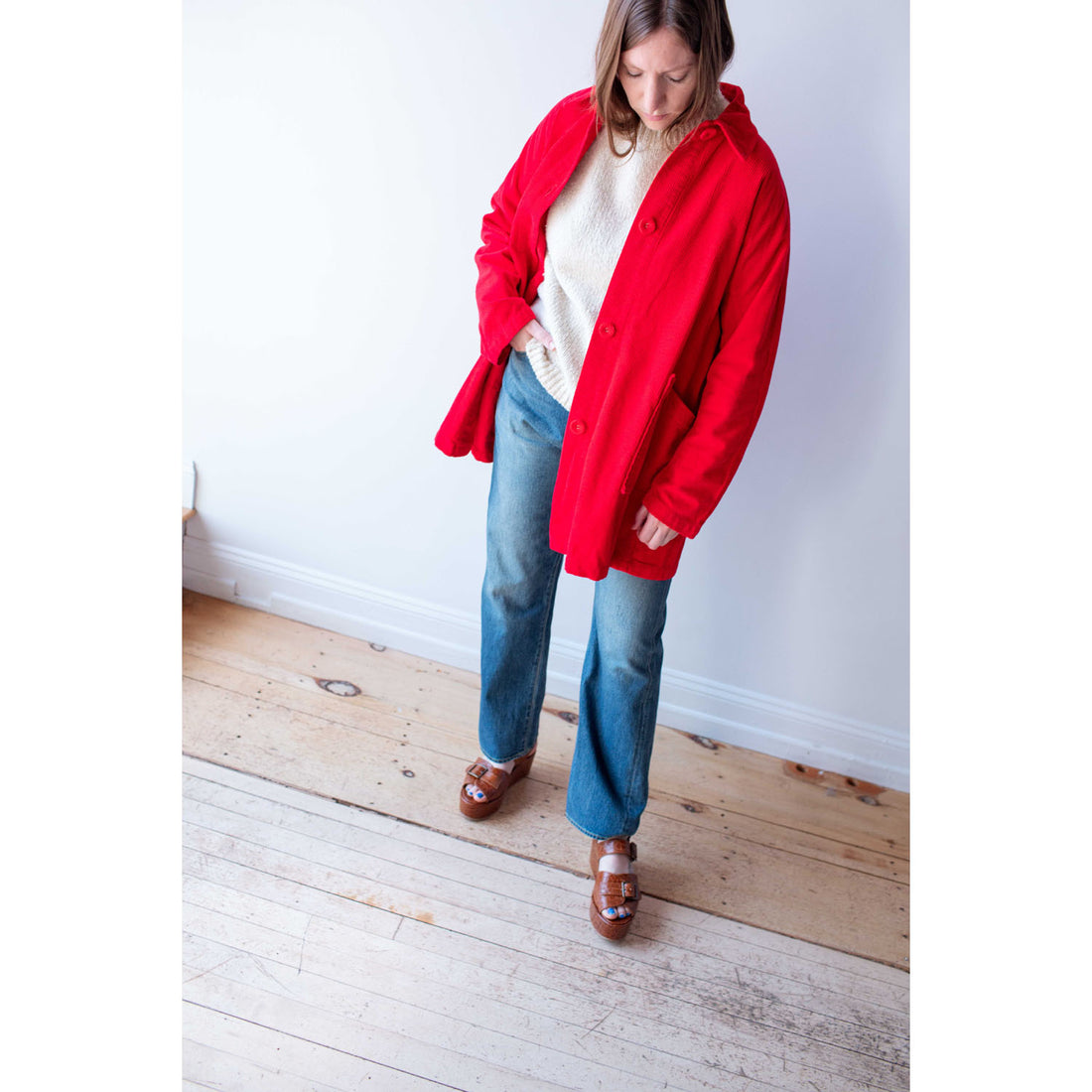 Carleen Constance Jacket in Red Corduroy