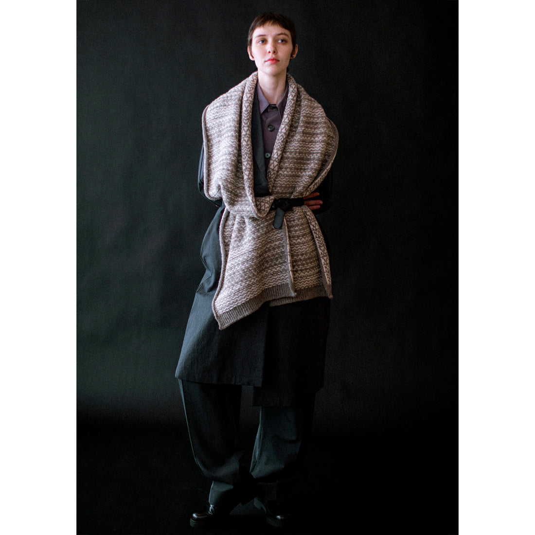 Lauren Manoogian Jacquard Scarf in Rock/ Alabaster