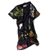 Anntian Silk Dress in Print C-Big Flowers/Black