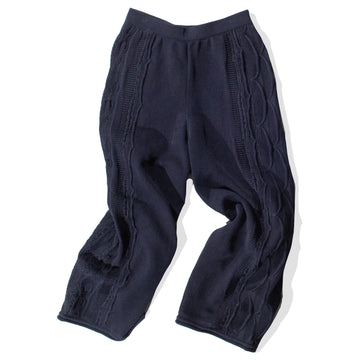Black Crane Cable Knit Pants in Dark Navy