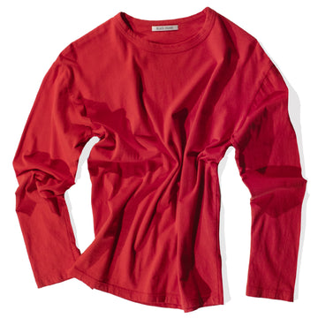 Black Crane Long Sleeve Tee in Red
