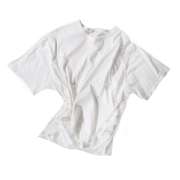 Black Crane Loose Short Sleeve Tee in White