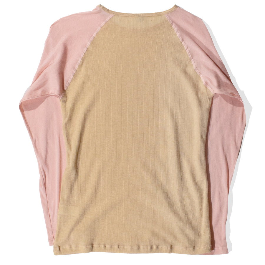 Baserange Gene Long Sleeve Tee in Hen Yellow/Buio Pink