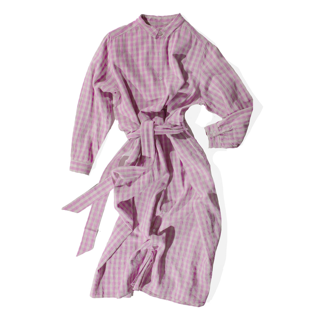 Ichi Antiquités L/C Gingham Dress in Pink x Natural