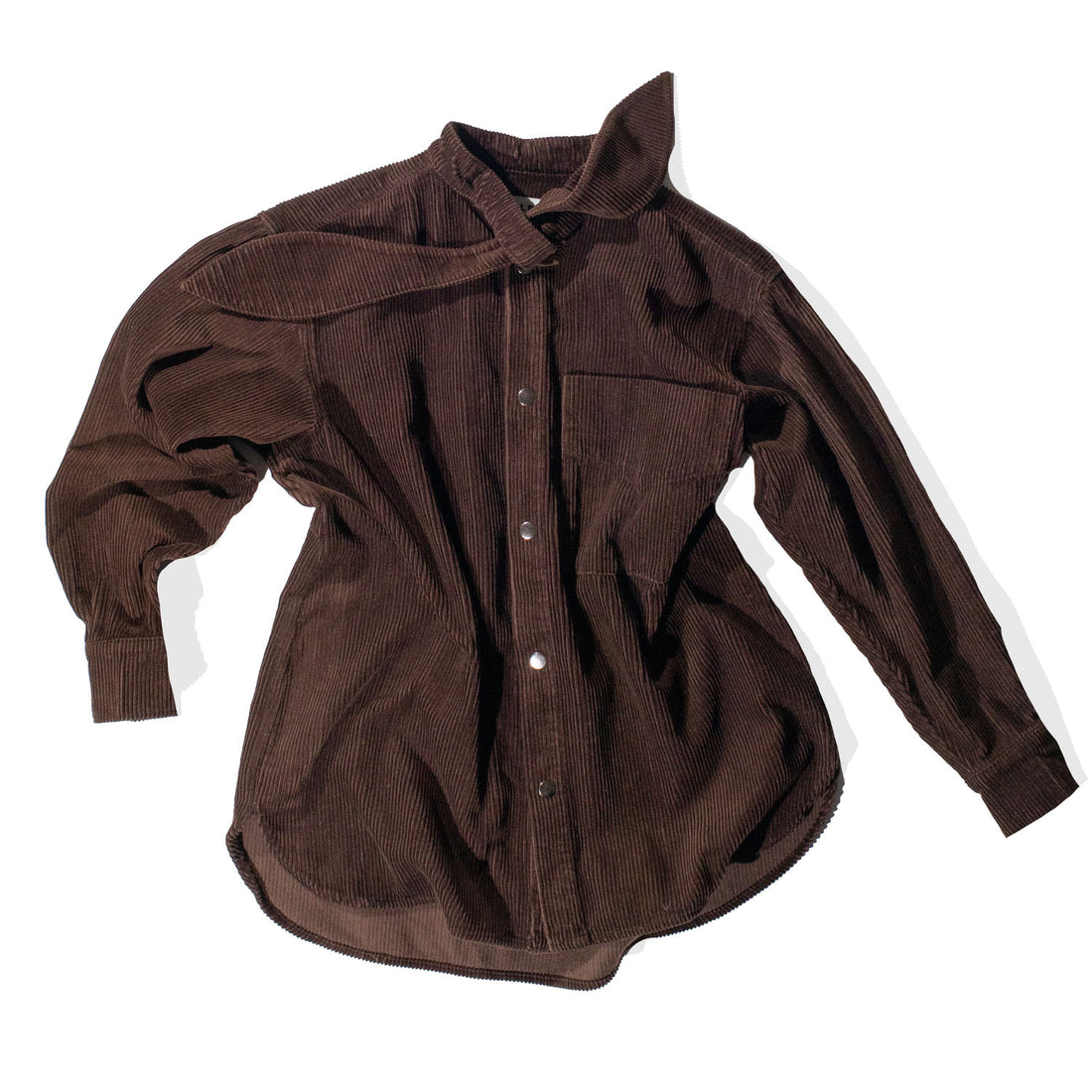 Carleen Emma Bow Shirt in Walnut Corduroy