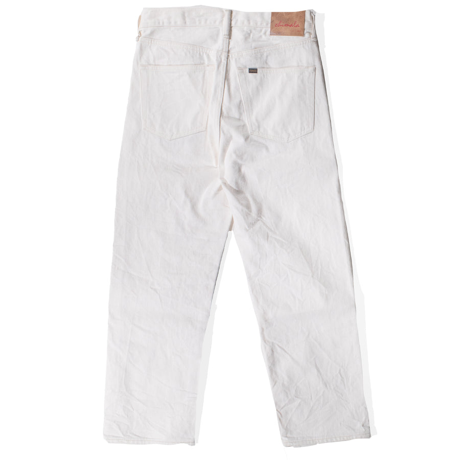 Chimala 13.5oz White Ecru Selvedge Denim Wide Tapered Cut in Ivory