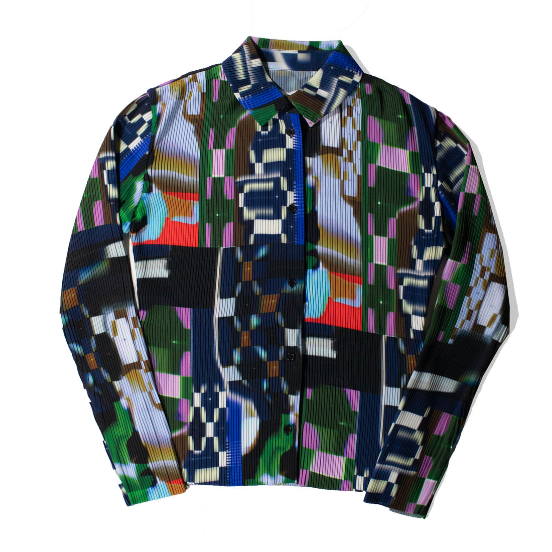 Henrik Vibskov Knight Plisse Shirt in Kaleidoscope Tetris