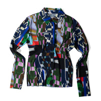 Henrik Vibskov Knight Plisse Shirt in Kaleidoscope Tetris