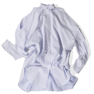 Henrik Vibskov New Bumble Shirtdress in White Blue Grid