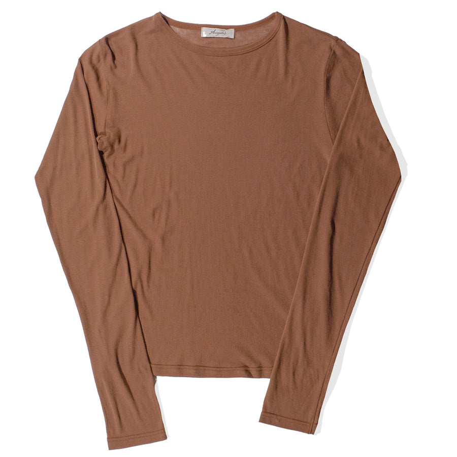 Ichi Antiquités Rib Jersey Crew Neck in Camel