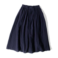 Ichi Antiquités French Linen Skirt in Navy