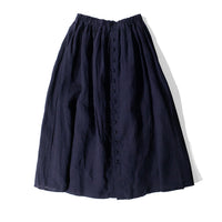 Ichi Antiquités French Linen Skirt in Navy
