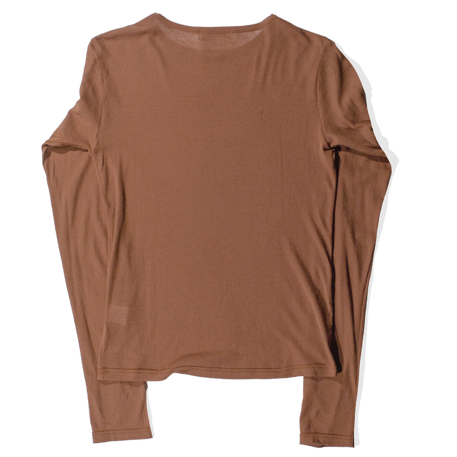 Ichi Antiquités Rib Jersey Crew Neck in Camel