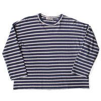 Ichi Antiquités Striped Knit Cotton Pullover in Navy x Natural